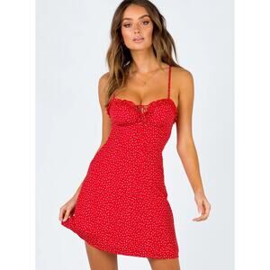 Princess Polly Love Birds Red Mini Dress Polka Dot Sleeveless Women’s Size 6